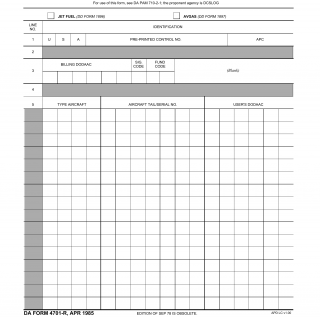 DA Form 4701-R. Request for Avfuels Identaplates (LRA)