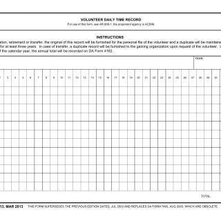 DA Form 4713. Volunteer Daily Time Record