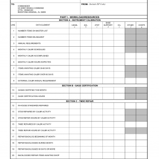 DA Form 4831-R. Calibration and Repair Program Report (LRA)