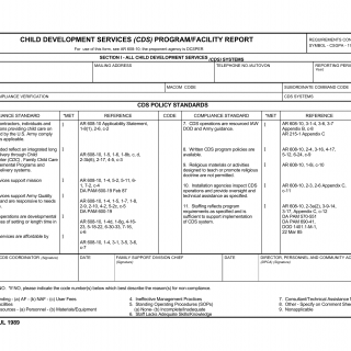 DA Form 4841-R. Child Development Services (Cds) Program/Facility Report (LRA)