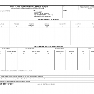 DA Form 4909. Army Flying Activity Annual Status Report