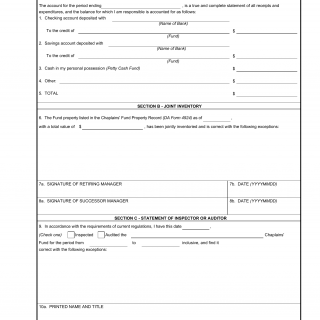 DA Form 4925. Chaplains` Fund Statement of Assets