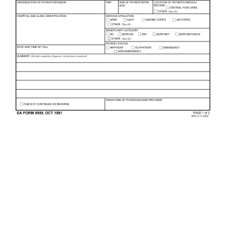 DA Form 5008. Telephone Medical Advice/Consultation Record