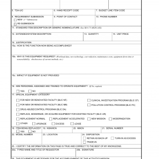 DA Form 5027-R. Medcase Program Requirement (LRA)