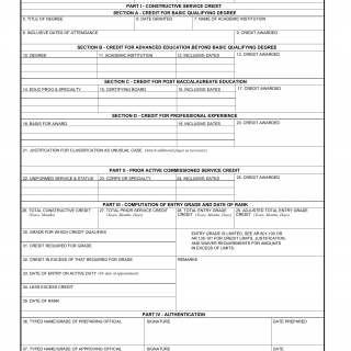 DA Form 5074-1-R. Record of Award of Entry Grade Credit (Health Services Officer) (LRA)