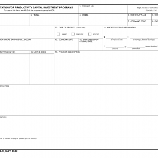 DA Form 5108-R. Documentation for Productivity Capital Investments Program (LRA)