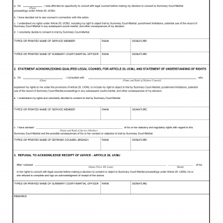 DA Form 5111. Summary Court-Martial Rights Notification/Waiver Statement