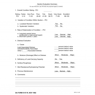 DA Form 5147-R. Section Evaluation Summary (LRA)