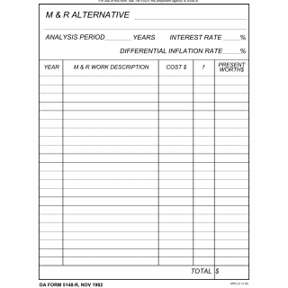 DA Form 5148-R. Present Worth Computation (LRA)