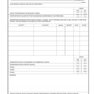 DA Form 5222-R. Child Development Services (Cds) Sponsor Consent Form (LRA)
