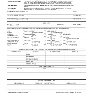 DA Form 5224-R. Child Development Services (Cds) Child and Family Profile (LRA)