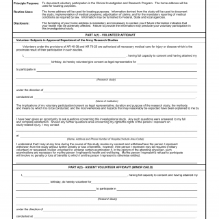 DA Form 5303. Volunteer Agreement Affidavit
