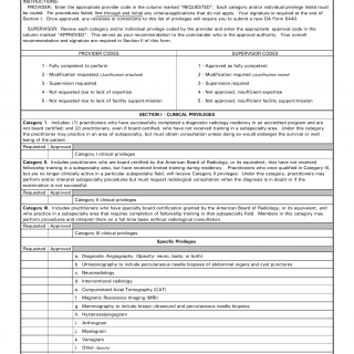 DA Form 5440-12. Delineation of Clinical Privileges-Diagnostic Radiology
