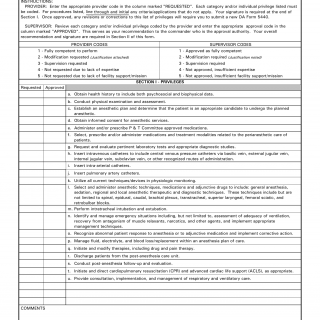 DA Form 5440-14. Delineation of Clinical Privileges-Nurse Anesthetists