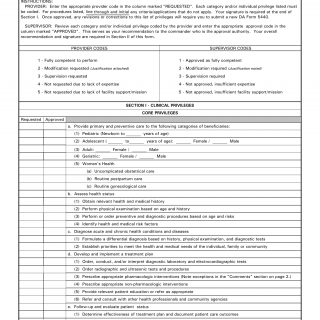 DA Form 5440-16. Delineation of Clinical Privileges-Nurse Practitioner