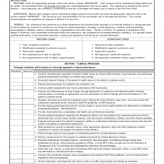 DA Form 5440-38. Delineation of Clinical Privileges - Clinical Pharmacy