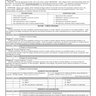 DA Form 5440-39. Delineation of Clinical Privileges - Nuclear Medicine