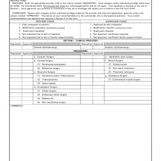 DA Form 5440-43. Delineation of Clinical Privileges - Ophthalmology