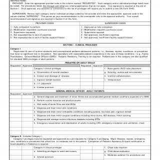 DA Form 5440-8. Delineation of Clinical Privileges-Pediatrics
