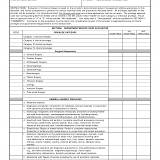 DA Form 5441-13. Evaluation of Clinical Privileges - General Surgery
