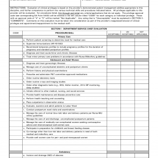 DA Form 5441-15. Evaluation of Clinical Privileges - Certified Nurse Midwife