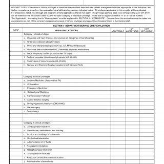 DA Form 5441-18. Evaluation of Clinical Privileges - Physician Assistant