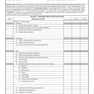 DA Form 5441-19. Evaluation of Clinical Privileges - Dietetics