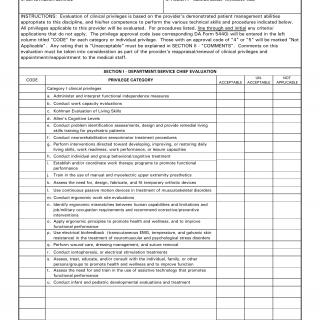 DA Form 5441-20. Evaluation of Clinical Privileges - Occupational Therapy
