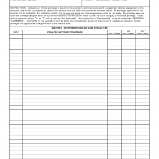 DA Form 5441-22. Evaluation of Clinical Privileges