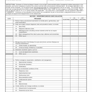 DA Form 5441-25. Evaluation of Clinical Privileges - General Medical Officer