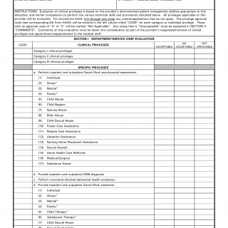DA Form 5441-28. Evaluation of Clinical Privileges - Social Work