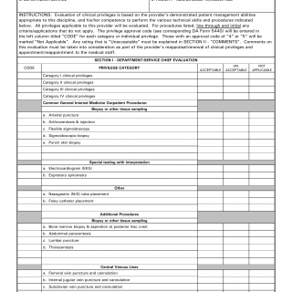 DA Form 5441-30. Evaluation of Clinical Privileges - Nephrology