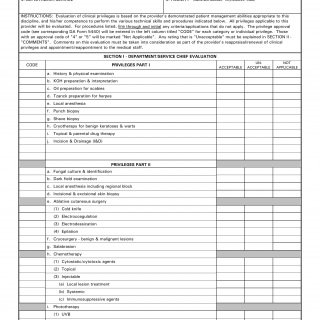 DA Form 5441-32. Evaluation of Clinical Privileges - Dermatology