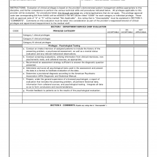 DA Form 5441-35. Evaluation of Clinical Privileges - Psychological Associate