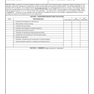 DA Form 5441-36. Evaluation of Clinical Privileges - Audiology