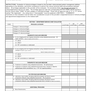 DA Form 5441-39. Evaluation of Clinical Privileges - Nuclear Medicine