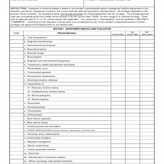 DA Form 5441-46. Evaluation of Clinical Privileges - Pulmonary Disease