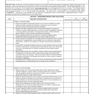 DA Form 5441-47. Evaluation of Clinical Privileges - Preventive Medicine