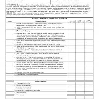DA Form 5441-49. Evaluation of Clinical Privileges - Plastic Surgery