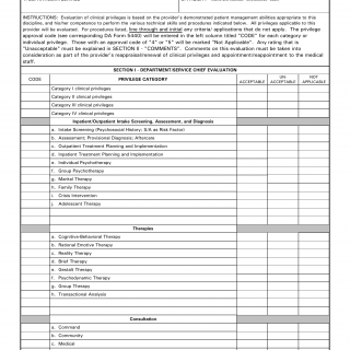 DA Form 5441-58. Evaluation of Clinical Privileges - Substance Abuse Rehabilitation