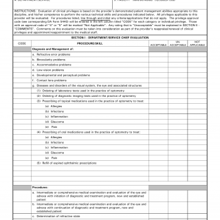 DA Form 5441-6. Evaluation of Clinical Privileges-Optometry
