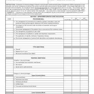 DA Form 5441. Evaluation of Clinical Privileges - Anesthesia