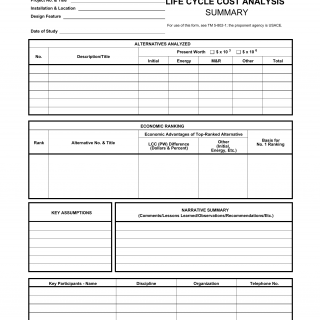 DA Form 5605-2-R. Life Cycle Cost Analysis Summary (LRA)