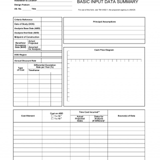 DA Form 5605-3-R. Life Cycle Cost Analysis - Basic Input Data Summary (LRA)
