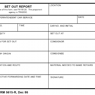 DA Form 5615-R. Set Out Report (LRA)