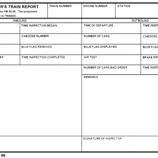 DA Form 5616-R. Car Inspector`s Train Report (LRA)