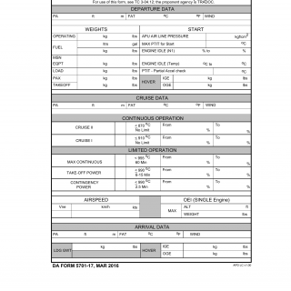 DA Form 5701-17. Mi-17 Performance Planning Card (Ppc)