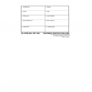 DA Form 5823. Equipment Identification Card