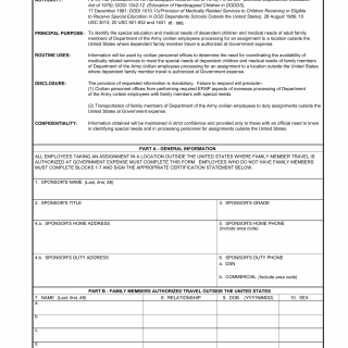 DA Form 5863. Exceptional Family Member Program Information Sheet