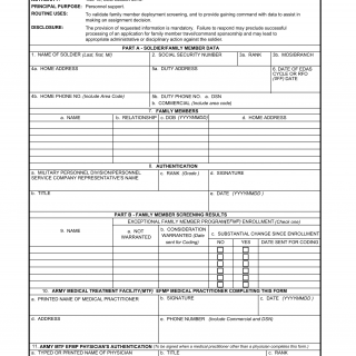 DA Form 5888. Family Member Deployment Screening Sheet